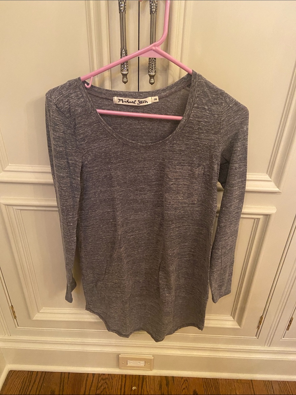 Michael Stars Gray Scoop Neck Long Sleeve Top